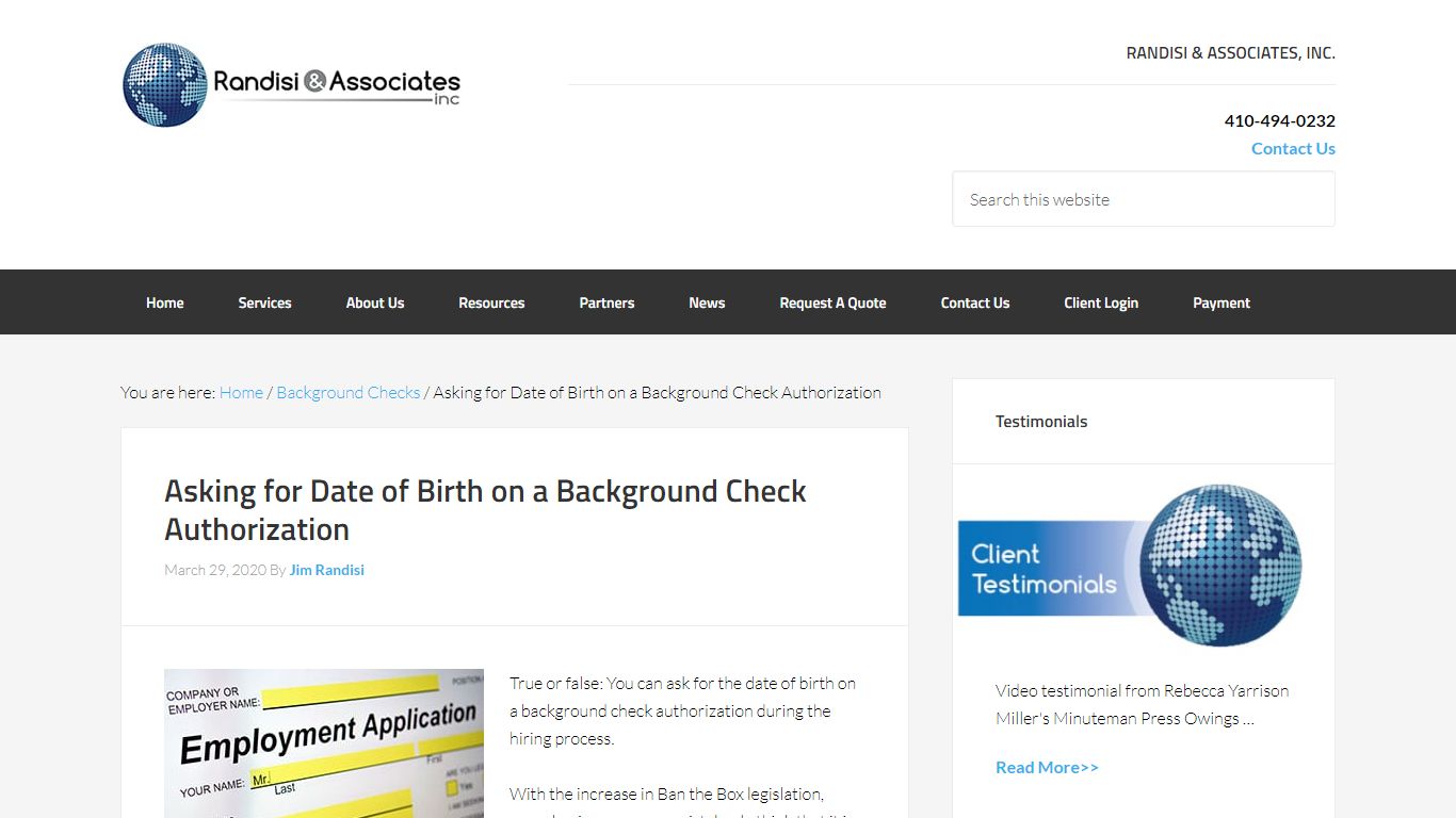 Asking for Date of Birth on a Background Check Authorization